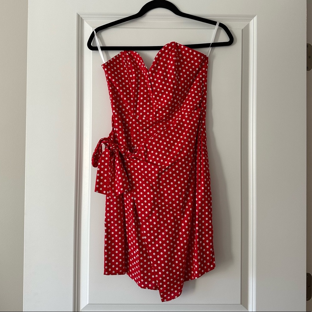 Red & White Polka Dot Saboskirt Dress